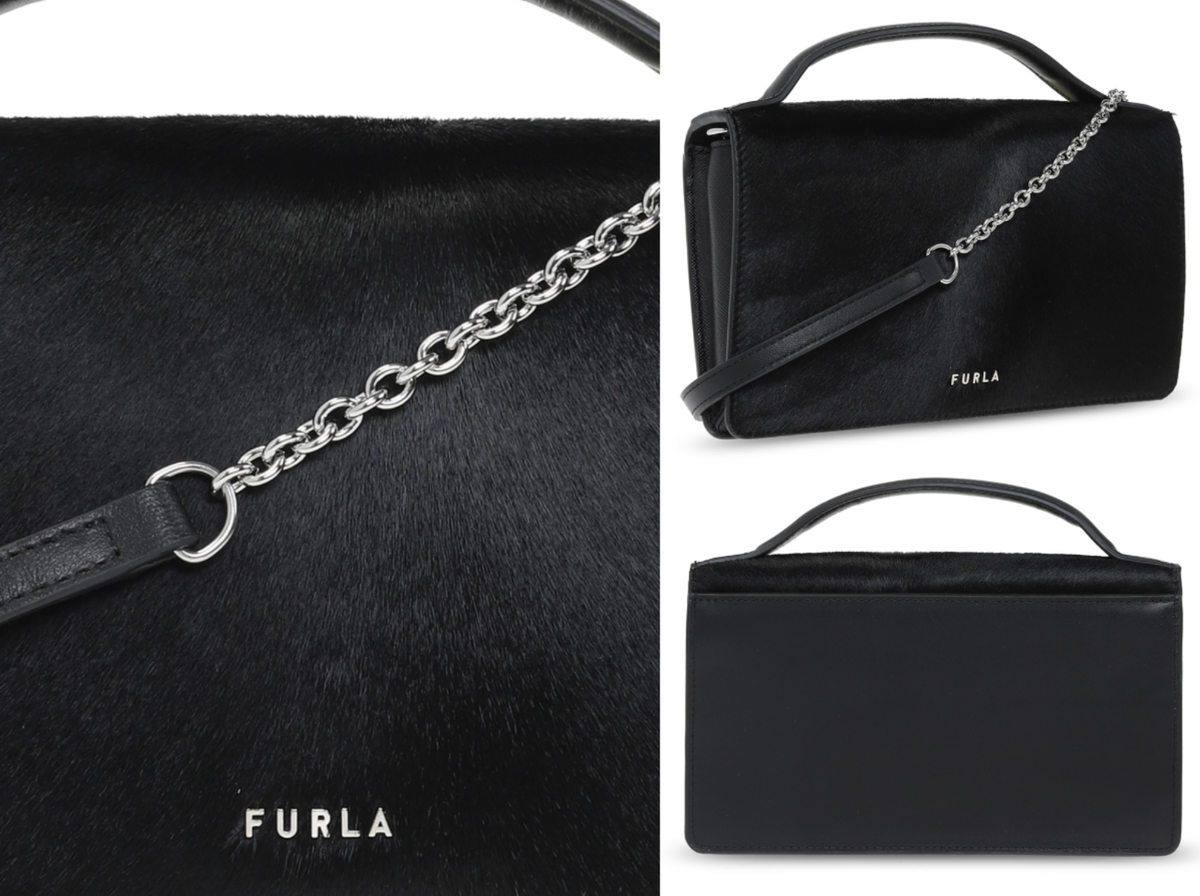 Furla 1927 Splendida Fur Handbag Bag Clutch Shoulder-Bag Leather
