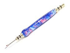 Handmade Double Seam Ripper w/ Sewing Stiletto, Pink Blue Aqua Hydrangea Acrylic