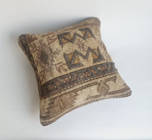 Antique Rug Pillow Cover 16x16 in Handloom Turkish Pillow Case - Picture 9 of 9