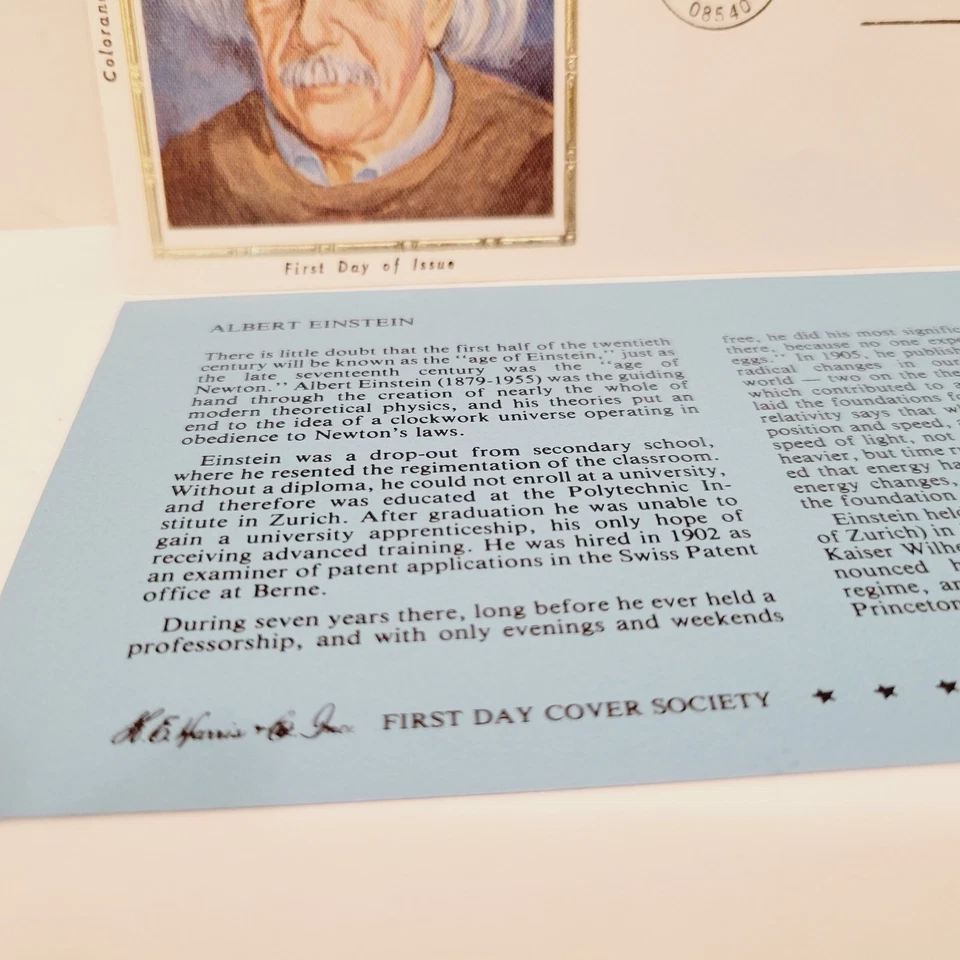 Vtg 1979 Albert Einstein STAMPS US COVER FDC COLORANO SILK CACHET - Image 4 of 4