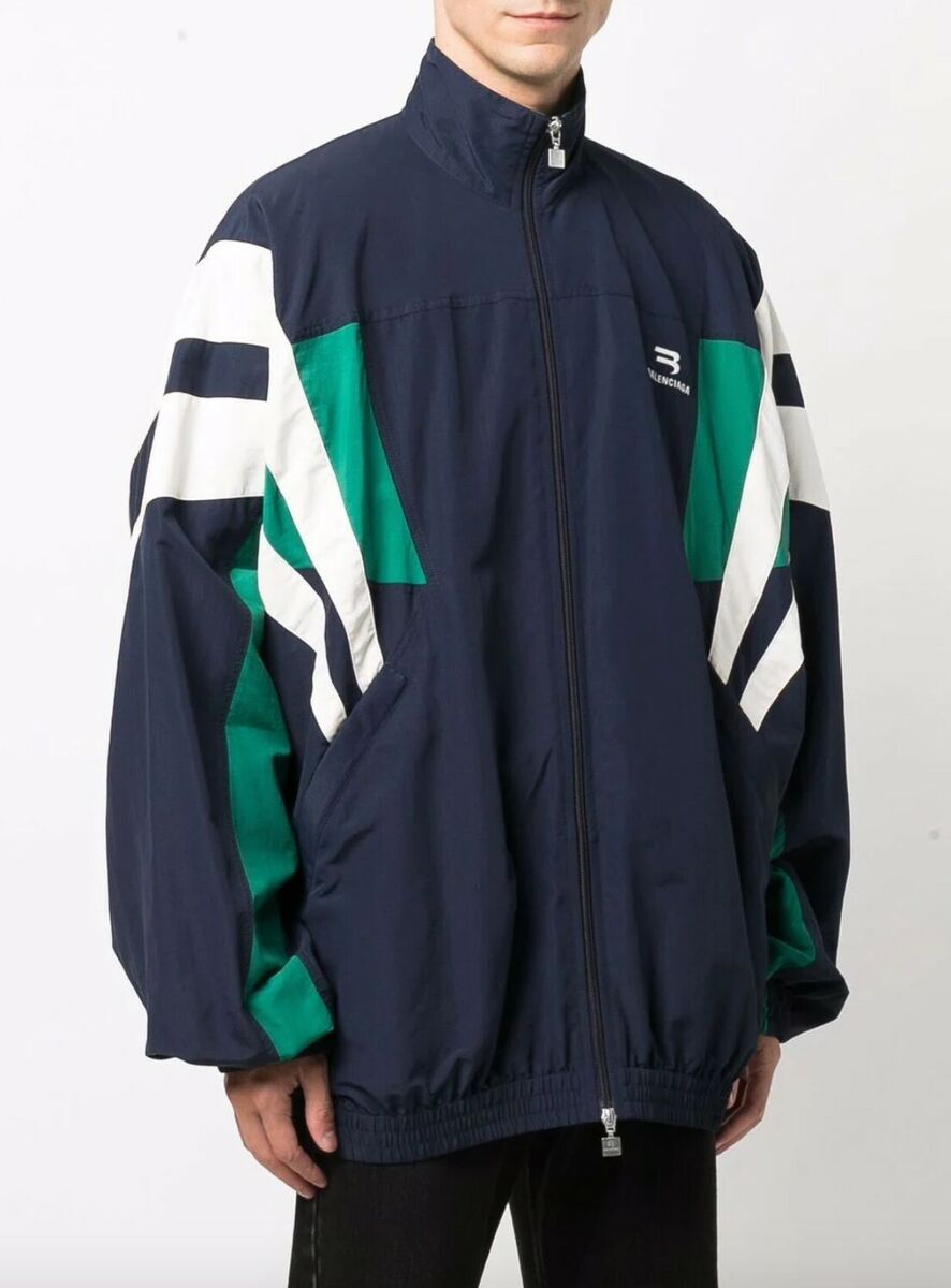 Balenciaga Men's Blue & Purple Nylon Track Suit Jacket Balenciaga Men's Blue & Purple Nylon Track Suit Jacket