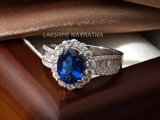 Halo Oval Cut Simulated Blue Tanzanite Women's Half Eternity Wedding Band s925