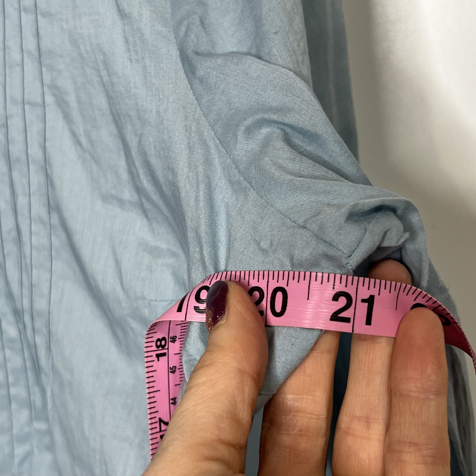 Lacoste Light Blue Button Down Front Gathered Lon… - image 3