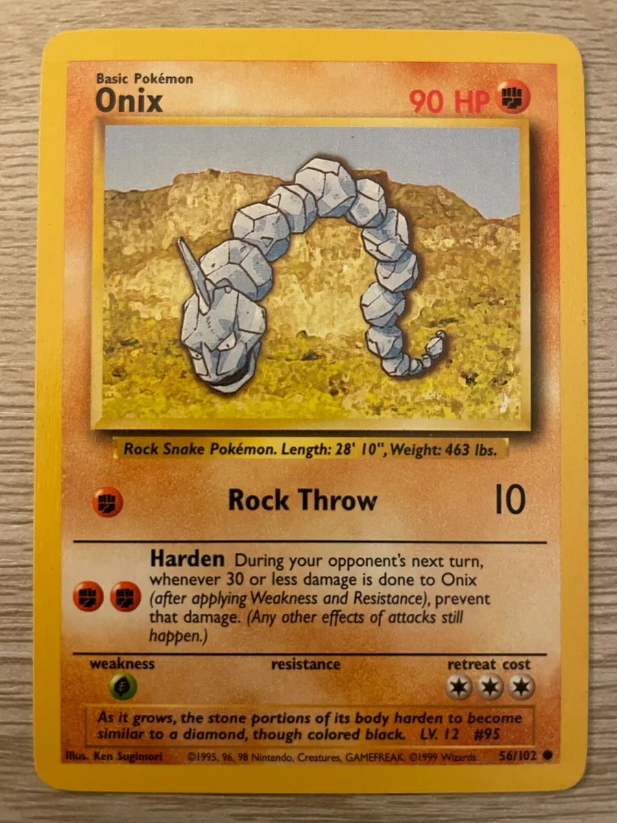 Pokémon Onix 56/102 Trading Card Basic Pokémon All Original Base