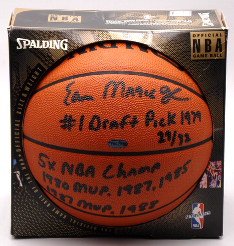 MAGIC JOHNSON SIGNED STAT BASKETBALL BECKETT AUTOGRAPHED WITH INSCRIPTIONS 29/32 - Picture 6 of 9