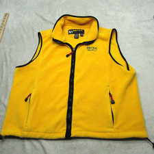 Eddie Bauer Ebtek Vest Mens XL Yellow Drawcord Hem Fleece Full Zip Made In USA