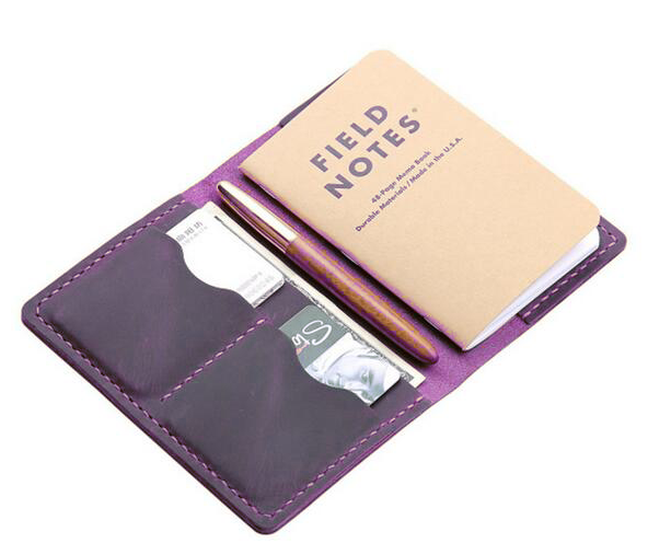 Purple Cow Leather Notebook Cover with Card Slots H63-1-image