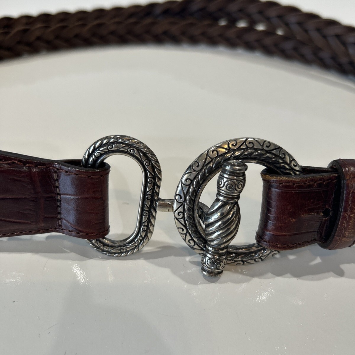 Vintage Brighton Double Barrel Braid Belt 92709 Brown 