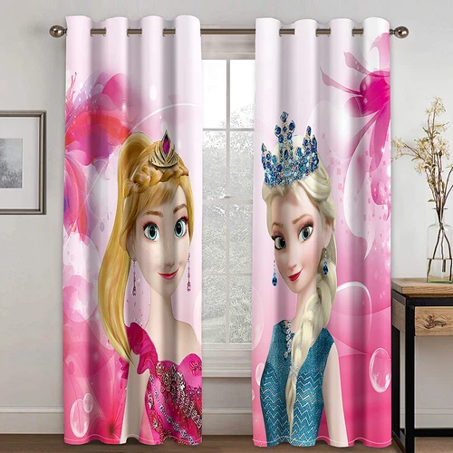 Mädchen Schlafzimmer Vorhänge Ösen Frozen Elsa Anna Verdunklung Vorhang UVSchutz - Bild 13 von 106