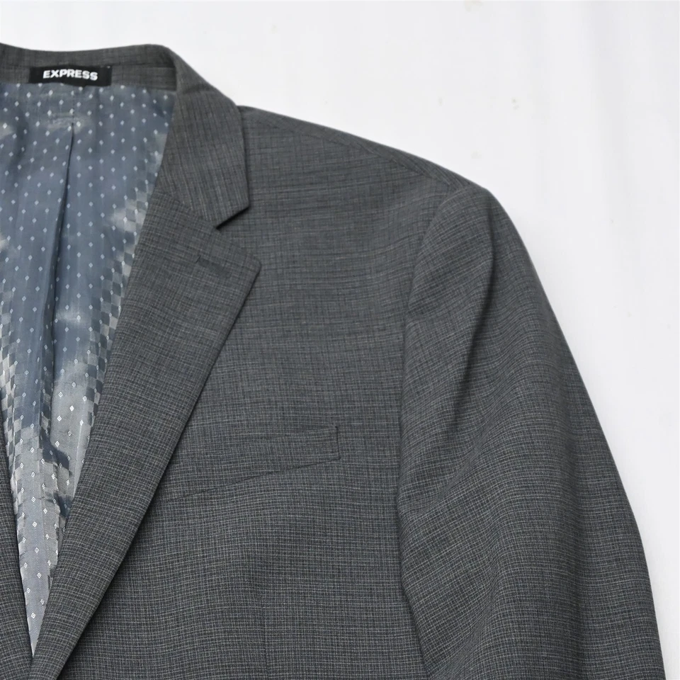 Express 42R Gris Cuadros 400364 Slim Lana Hombre Traje Chaqueta Abrigo Deportivo Foto 2 de 4