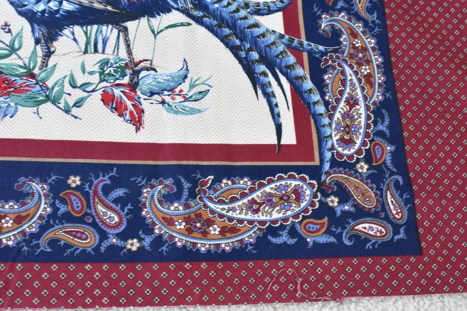 Panel de almohada de faisán vintage, borgoña y azul de 17" de largo x 45", Cranston, P8603 Foto 3 de 4