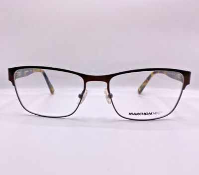 Marchon NYC Regis 301 Gunmetal Square Optical Eyeglasses Frame 55-17-140 *SD