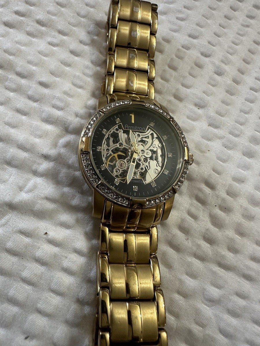Armitron Skeleton Dial Gold Tone Automatic Women display picture 2