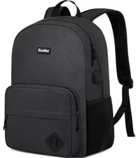 Backpack for School Teens Boys Girls, Lightweight Casual 15.6 Inch Black