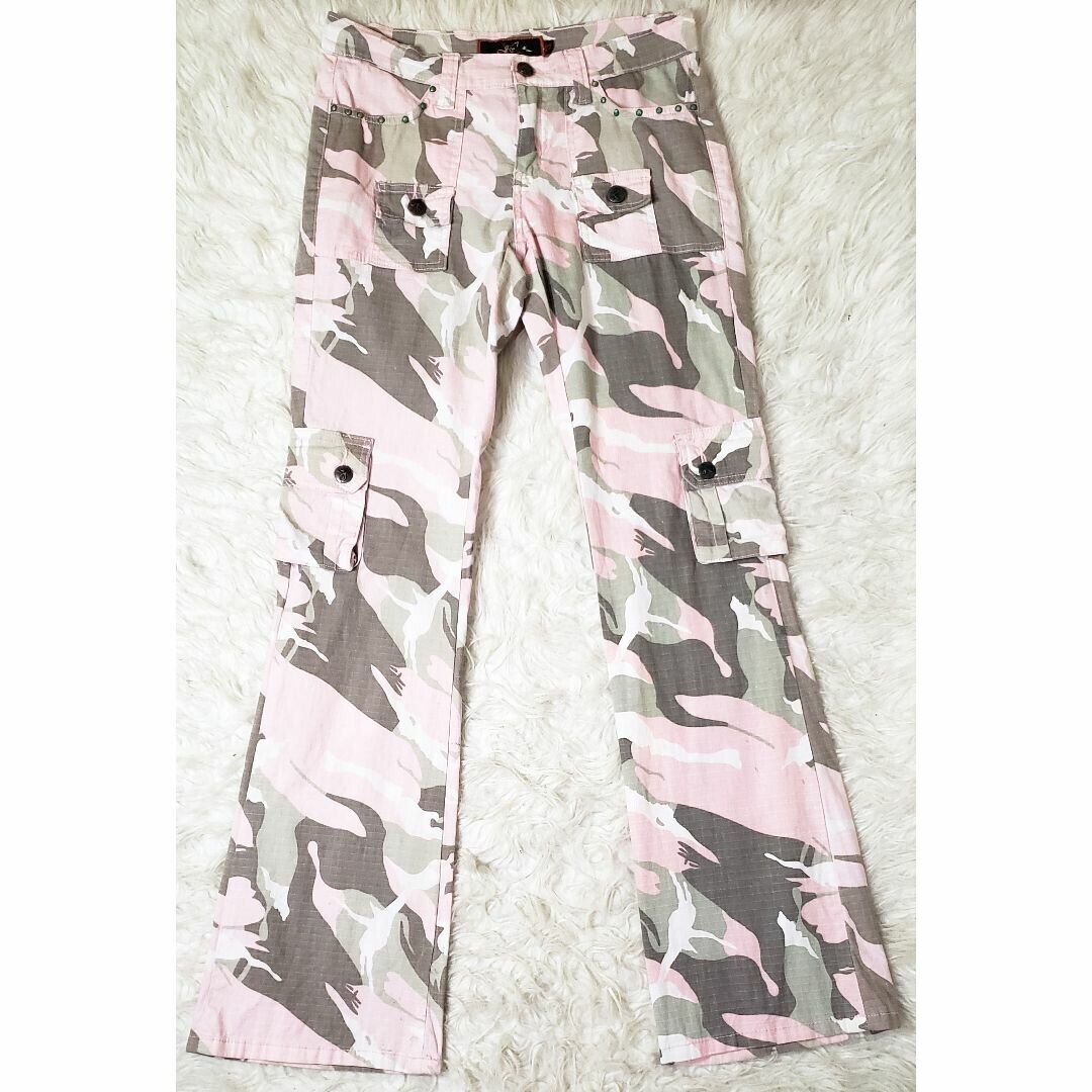 Vintage Y2K Camo Pants Size 2 Pink White Green Brown Cargo Vintage Y2K Camo Pants Size 2 Pink White Green Brown Cargo