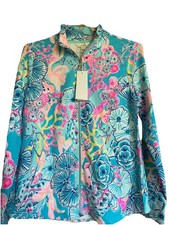 NWT Lilly Pulitzer Leona UPF 50 Zip Up Jacket Bali Blue Once Upon A Tide Size S