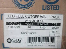 NEW SLG LIGHTING LED FULL CUTOFF WALL PACK WFV 90 G1 5K DARK BRONZE 9100 LUMENS