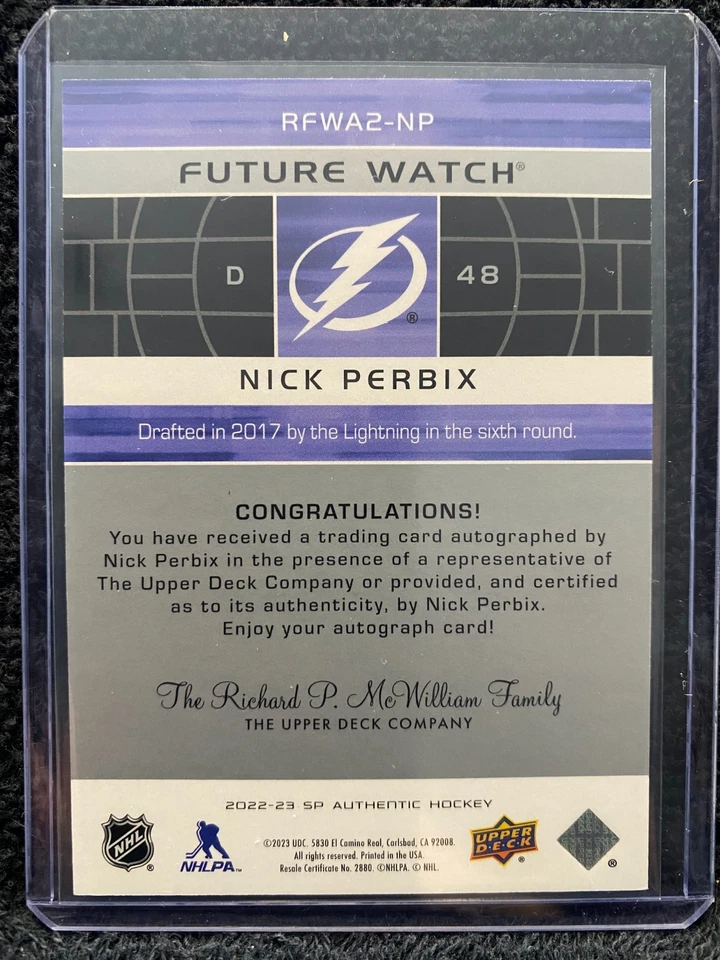2022-23 SP Authentic - Future Watch Auto - #RFWA2-NP Nick Perbix *081/399* - Image 2 of 2