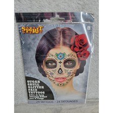 Spirit Halloween Sugar Skull Glitter Face Tattoos Day of the Dead Makeup
