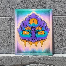 8x10 Original Art Print - High Quality Gloss Paper - 5 Eyed Monster Face