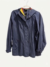 Hunt Club Vintage Women's Navy Nylon Hooded Windbreaker Jacket Colorblock Small