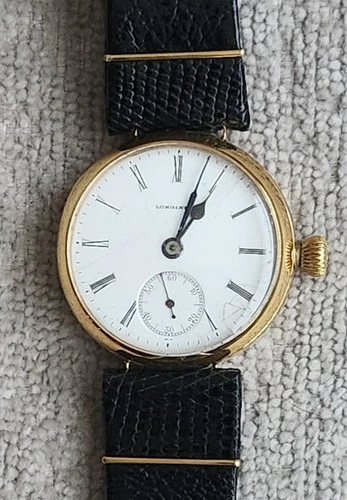 Antique 1912 Longines 15J GF pocket watch converted to wristwatch