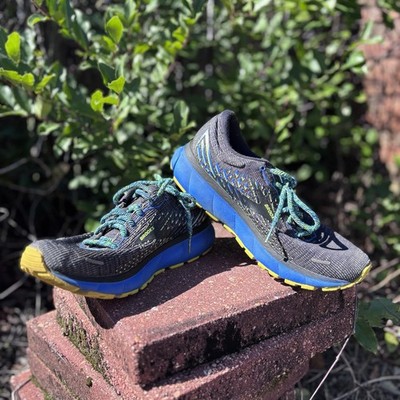 Brooks Ghost 13 Pixel Volt Men s Running Sneakers Black Blue Nightlife Sz 8.5