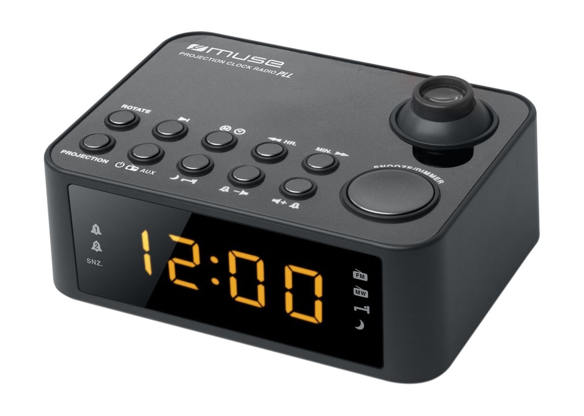 Radio-réveil projecteur Muse M-178 P noir avec double alarme