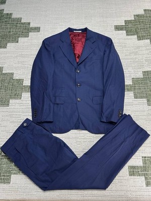 Brunello Cucinelli Suit Mens 40 R Blue Double Vented Sartoria Solomeo