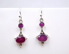 3.40 Gm 925 Sterling Silver Natural Ruby Cut Gemstone Fine Earring Size 1.25"