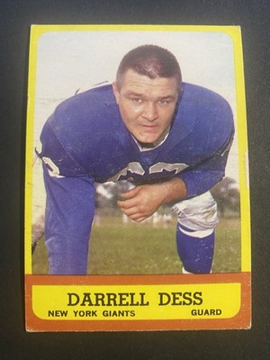 1963 Topps Football Darrell Dess New York Giants Rookie Card #54