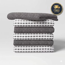 6pc Terry Kitchen Towels Gray- NEW