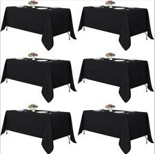 Black Tablecloths for Rectangle 6 ft Tables, 6 Pack - 70 x 108 Inches - Washable
