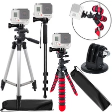 50 inch Tripod + Flexible Tripod + Monopod for GoPro Hero 10 9 8 7 6 5 4 Cameras
