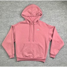 Alo Yoga Accolade Hoodie Womens M Pink Pullover Fleece Chrome Logo Sweatshirt