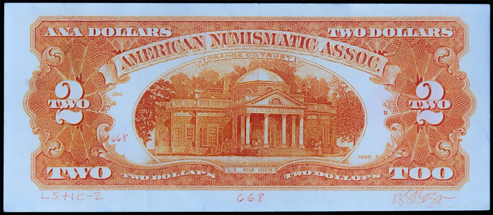 USPC JSG BOGGS ART NOTE NON-LEGAL TENDER GRADED VERY CHOICE NEW 64 ((BEAUTIFUL)) - Image 3 of 4