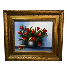 Charles Benolt Original Oil Painting "Tulips” Still Life Signed and Framed 12x14