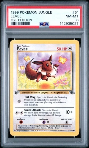 1999 POKEMON JUNGLE 1ST EDITION #51 EEVEE PSA 8