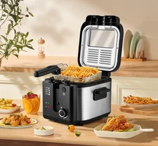 SUSTEAS 2.5L Electric Deep Fryer with Basket 1500W for Home