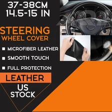 For Honda Steering-Wheel Cover Nappa Leather Non-Slip Clip on Breathable 15 inch