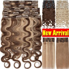 Extra Thick Double Weft Clip In FULL HEAD Remy Human Hair Extensions Best Blonde