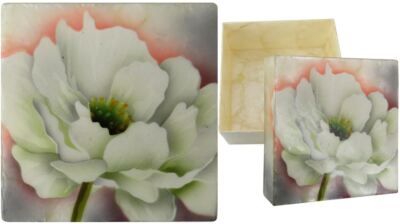 Capiz Shell Trinket Box, 4'', Peony