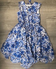 Girls Blue Floral Tahari Dress Size 4T B2