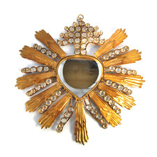 STUNNING 8in Jeweled Sacred Heart Ex Voto Acc...