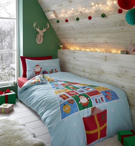 Catherine Lansfield Countdown to Christmas Blue Childrens Duvet Cover Set - Picture 7 of 8