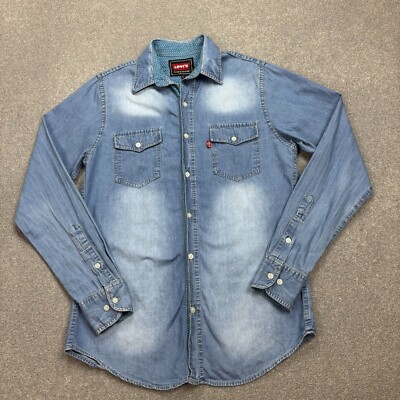 Levis Jeanshemd Erwachsene klein blau Western Rodeo Red Tab Cowboy 90er USA H...