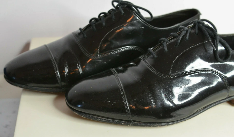 Church's Sackville Size 75 G Black Patent Leather Oxfords Cap Toe England Custom - Image 4 of 4