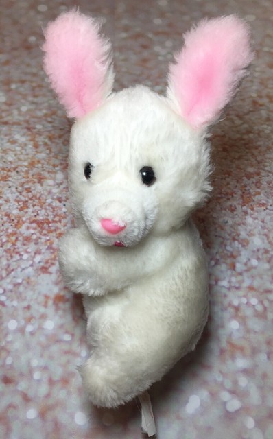 White Vintage Bunny Rabbit Plush Stuffed Animal Pink Nose 10â Shredded Clipping | eBay