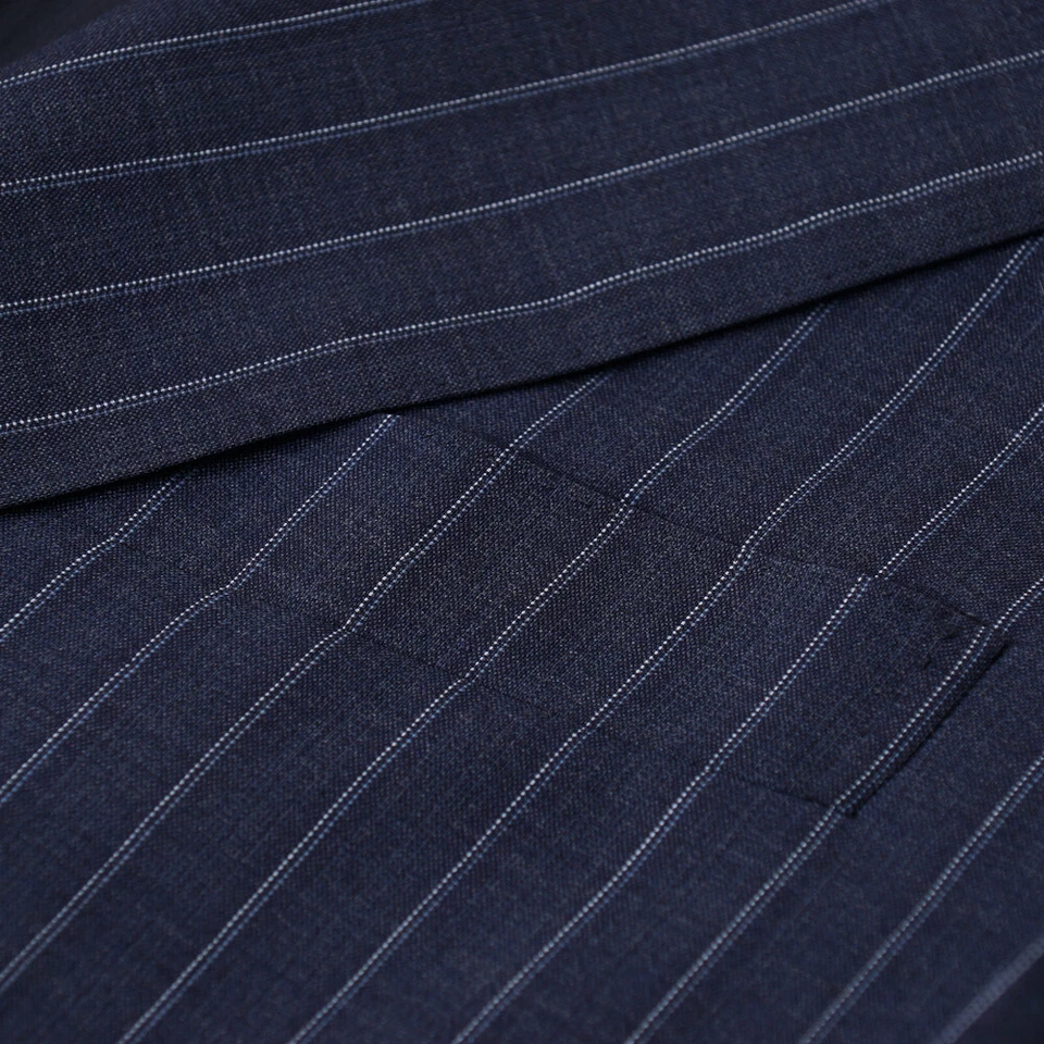 $3895 SARTORIA PARTENOPEA Dark Blue Stripe Lightweight Wool Suit Slim 44 R - Image 4 of 4