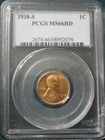 1938-S Lincoln Cent MS66RD RED PCGS Wheat Penny